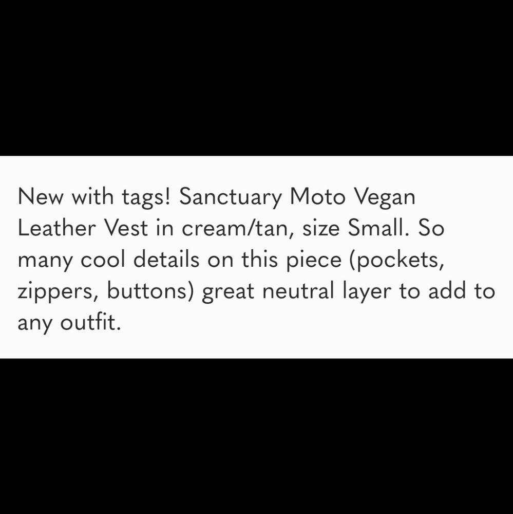 NWT Buy It Now PRICE Sanctuary vegan leather beige cream blush vest - Picture 4 of 10